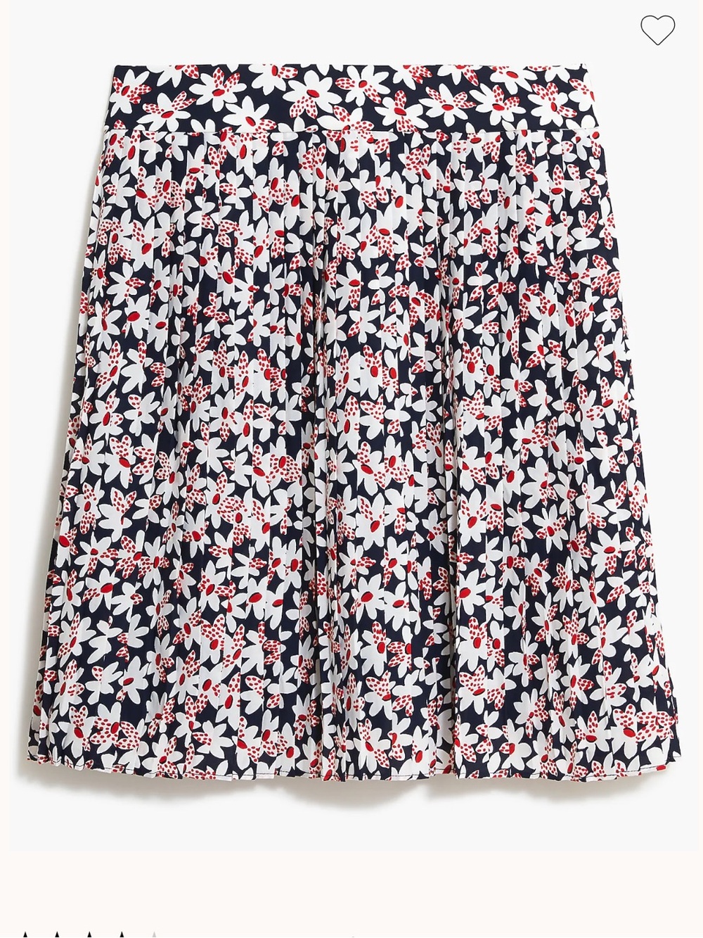 J. Crew Floral Pleated Skirt with White & Red Flowers Sz 4